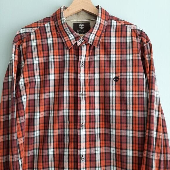 TIMBERLAND Earthkeepers Regular Fit Button Down Casual Plaid Shirt Mens Sz XL - Picture 2 of 14